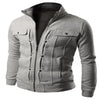 Hoodies Men Sweatshirts Brand Moleton Masculina Spring Zipper Solid Fashion Fake Pocket Design Fleece - Style Hoodie
