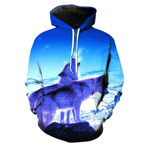 Fashion Men's 3D Wolf Hooded Sweatshirt - Style Hoodie