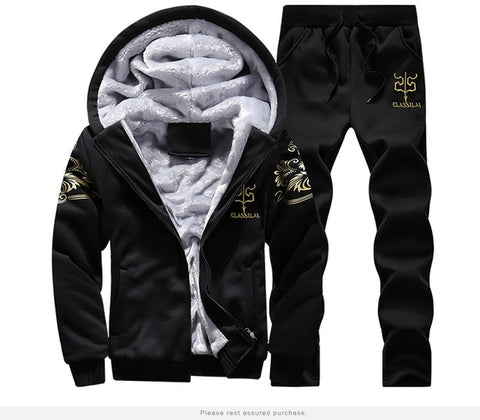 Winter Thick Inner Wool Hoodie Men Hat Casual Active  Men Zipper Exercise SportSuits Men Outwear Plus Size  No fur Warm  Sleeve - Style Hoodie