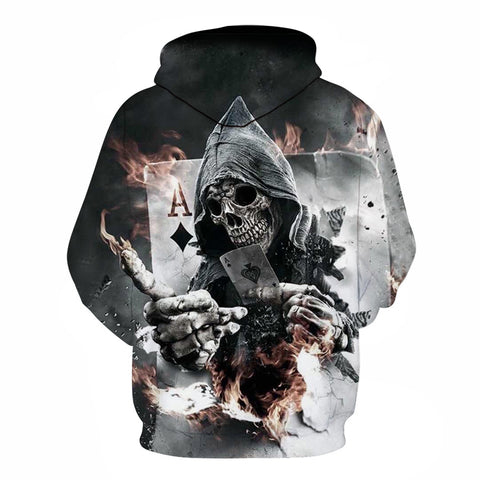Skull Poker Hoodies Sweatshirts Men Women 3D Pullover Funny Rock Tracksuits Hooded Male Jackets Fashion Casual Outwear Winter - Style Hoodie