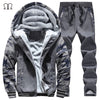 Tracksuit Men Camouflage Army Casual Hooded Warm Sweatshirt Male Winter Thick Inner Fleece 2PC Jacket+Pant Men Moleton Masculino - Style Hoodie