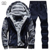 Tracksuit Men Camouflage Army Casual Hooded Warm Sweatshirt Male Winter Thick Inner Fleece 2PC Jacket+Pant Men Moleton Masculino - Style Hoodie