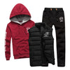 Men Set 3 Piece Brand Hoodie Warm Vest Pants Winter Male Zipper Sportswear Clothes Sweatshirt Coat Hood Tracksuit Men Sport Suit - Style Hoodie