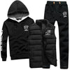 Men Set 3 Piece Brand Hoodie Warm Vest Pants Winter Male Zipper Sportswear Clothes Sweatshirt Coat Hood Tracksuit Men Sport Suit - Style Hoodie