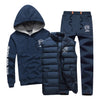 Men Set 3 Piece Brand Hoodie Warm Vest Pants Winter Male Zipper Sportswear Clothes Sweatshirt Coat Hood Tracksuit Men Sport Suit - Style Hoodie