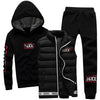 Men Set 3 Piece Brand Hoodie Warm Vest Pants Winter Male Zipper Sportswear Clothes Sweatshirt Coat Hood Tracksuit Men Sport Suit - Style Hoodie