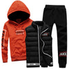 Men Set 3 Piece Brand Hoodie Warm Vest Pants Winter Male Zipper Sportswear Clothes Sweatshirt Coat Hood Tracksuit Men Sport Suit - Style Hoodie