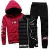 Men Set 3 Piece Brand Hoodie Warm Vest Pants Winter Male Zipper Sportswear Clothes Sweatshirt Coat Hood Tracksuit Men Sport Suit - Style Hoodie