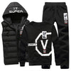 Men Set 3 Piece Brand Hoodie Warm Vest Pants Winter Male Zipper Sportswear Clothes Sweatshirt Coat Hood Tracksuit Men Sport Suit - Style Hoodie