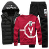 Men Set 3 Piece Brand Hoodie Warm Vest Pants Winter Male Zipper Sportswear Clothes Sweatshirt Coat Hood Tracksuit Men Sport Suit - Style Hoodie