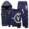 Men Set 3 Piece Brand Hoodie Warm Vest Pants Winter Male Zipper Sportswear Clothes Sweatshirt Coat Hood Tracksuit Men Sport Suit - Style Hoodie